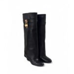 Stivale in pelle con piegone e charm oro - Lisa Ferrari