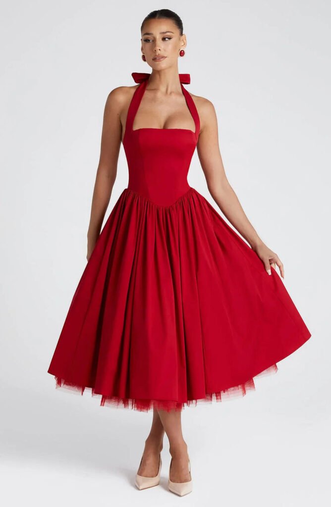 Venice - Vestito midi con corsetto allacciato